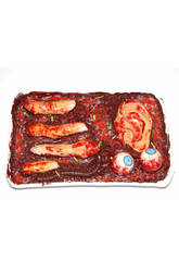 imagen BANDEJA CON PARTES CUERPO ENSANGRENTADAS