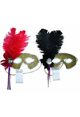 imagen ANTIFAZ DORADO CON PLUMA