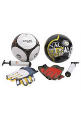 imagen SET DE FUTBOL CON BALON, GUANTES Y BOMBA HINCHAR