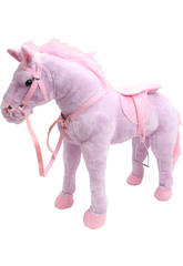 imagen CABALLO 71 cm. LILA PELUCHE CON SILLITA DE MONTAR