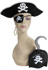 imagen SET PIRATA CON SOMBRERO,GARFIO,PARCHE Y PENDIENTE