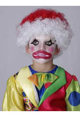 imagen PELUCA NIÑOS PAYASO BIICOLOR BLANCA-ROJA