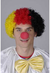 imagen PELUCA ADULTO PAYASO NEGRA-ROJA-AMARILLA
