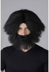 imagen PELUCA ADULTO CON BARBA TROGLODITA NEGRA