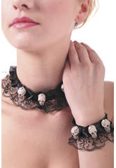 imagen Gargantilla y pulsera calaveras