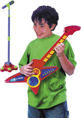 imagen GUITARRA CON MICRO Y BASE AMPLIFICADOR