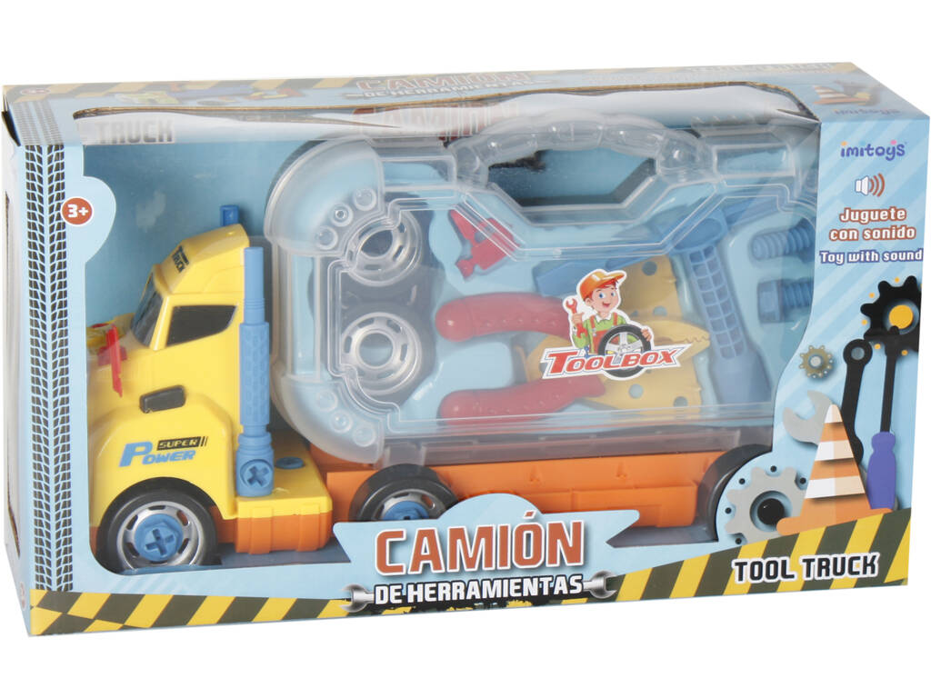 Veicolo Camion degli attrezzi assortito con suono e proiettore 19x38x11cm