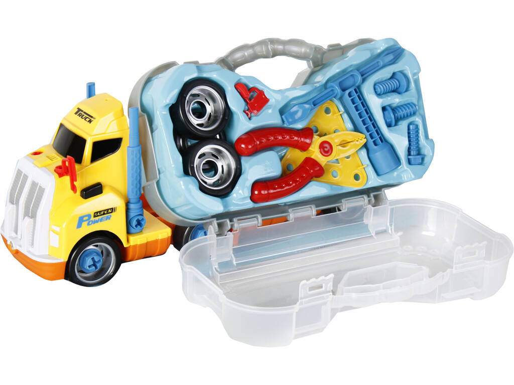 Veicolo Camion degli attrezzi assortito con suono e proiettore 19x38x11cm
