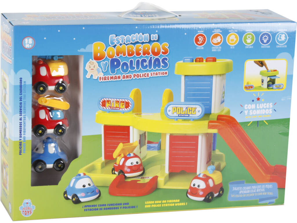Playset Police et Pompiers 3 Voitures Sons et Lumières
