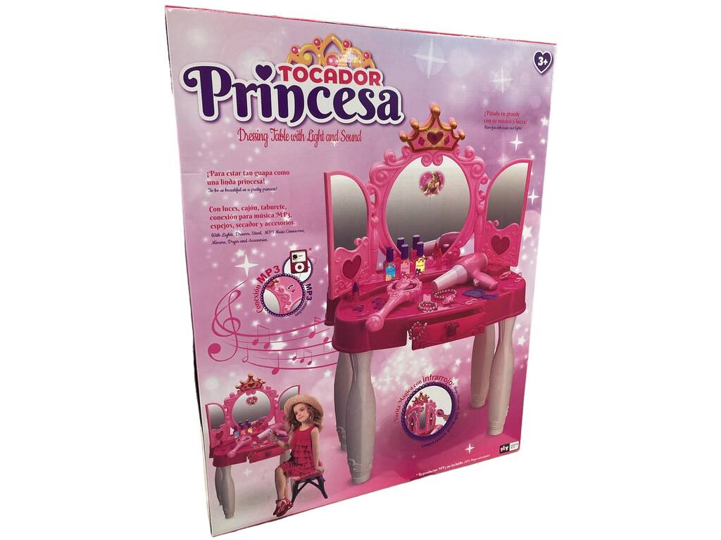Toletta Bellezza Principessa Cuori Con Accessori e Connettore MP3 71x49x29cm