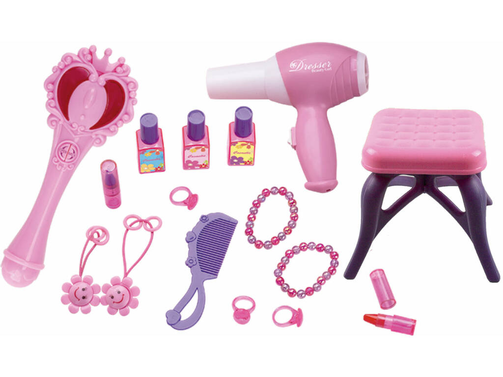 Toletta Bellezza Principessa Cuori Con Accessori e Connettore MP3 71x49x29cm