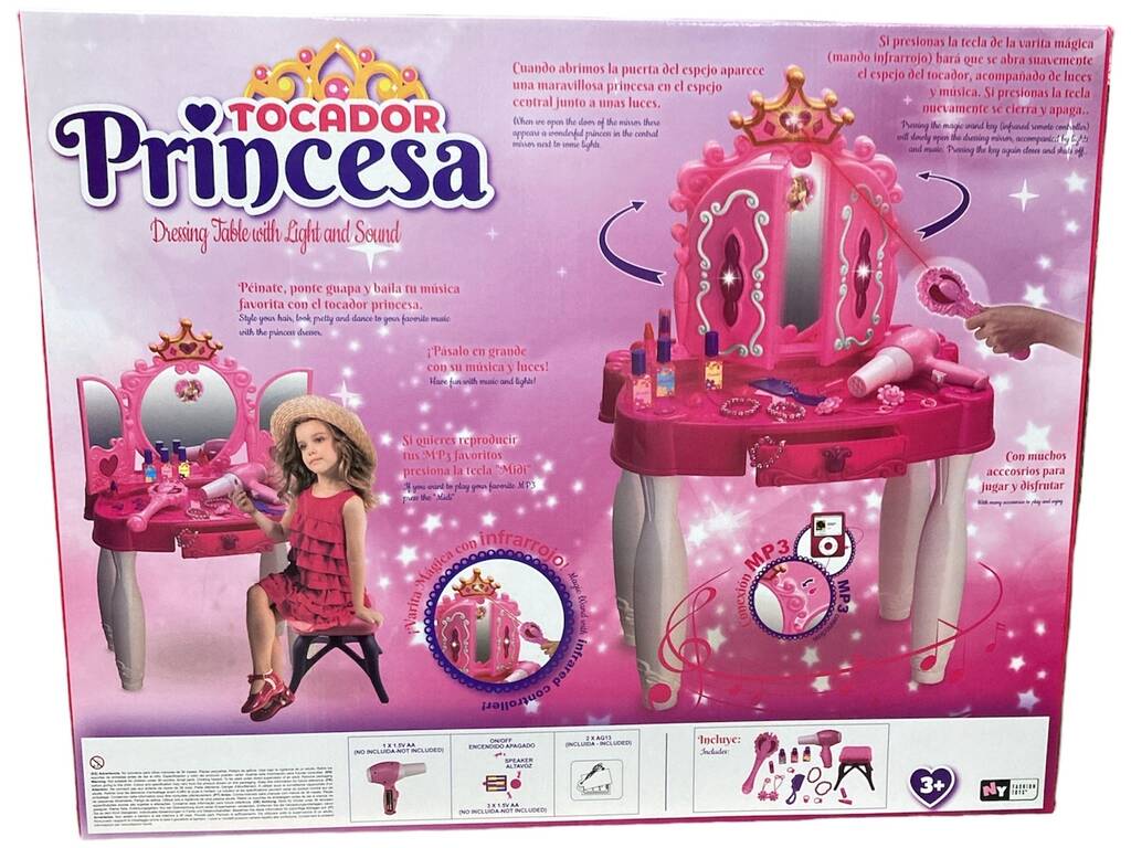 Toletta Bellezza Principessa Cuori Con Accessori e Connettore MP3 71x49x29cm