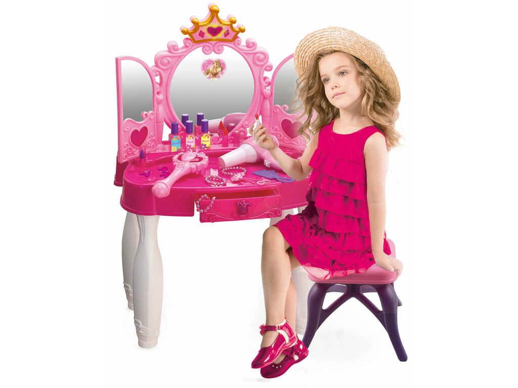 Toletta Bellezza Principessa Cuori Con Accessori e Connettore MP3 71x49x29cm