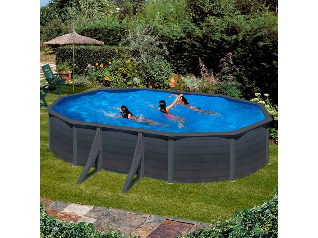 Piscine Aspect Graphite Ovale 610 x 375 x 120 cm Kea Gre KIT610GF 