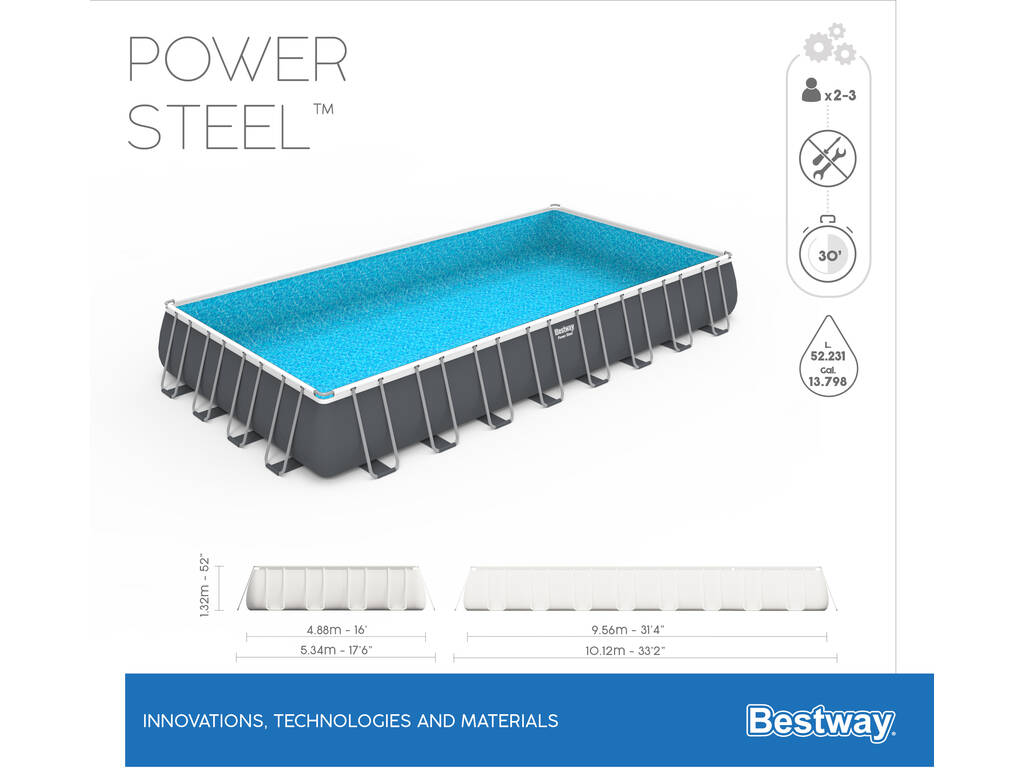 Piscine Hors Sol 956 x 488 x 132 cm Bestway 56623 