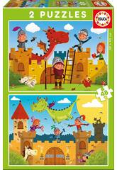 Puzzle 2X48 Dragons et Chevaux Educa 17151