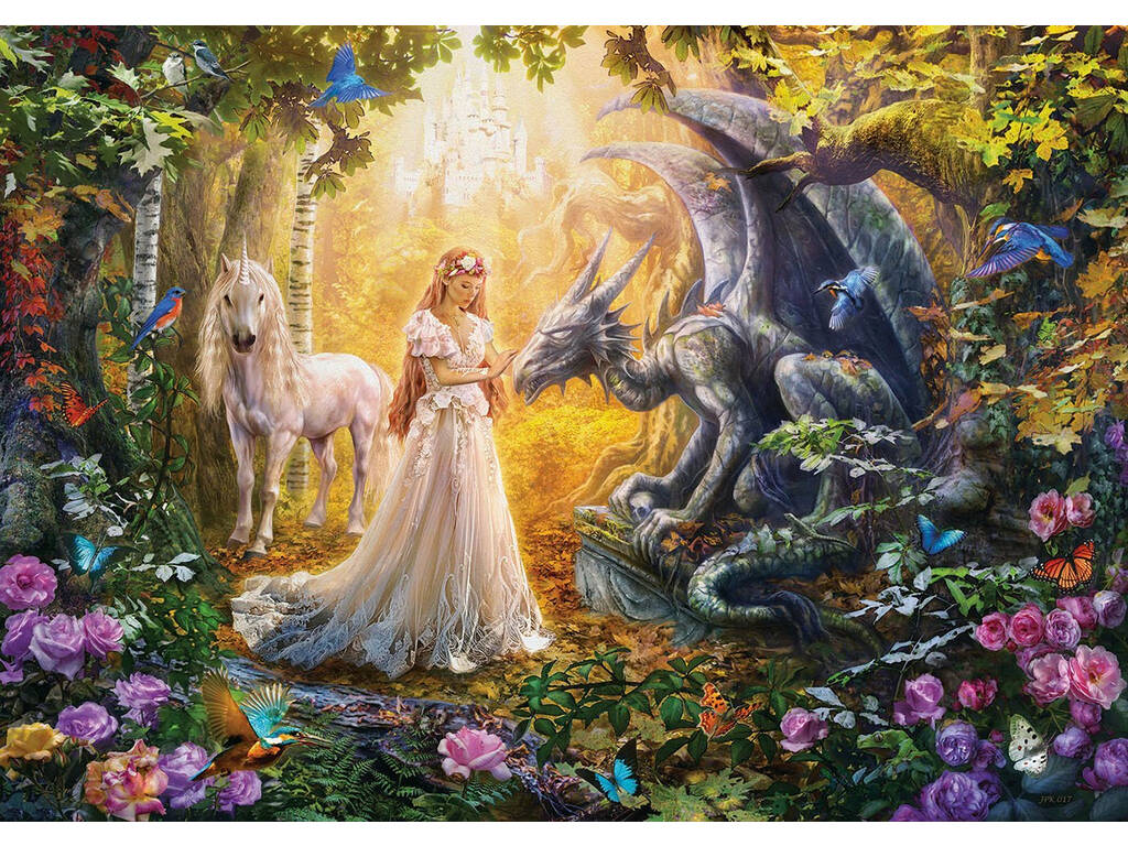 Puzzle 1500 Dragon, Princesse et Licorne Educa 17696