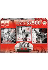 Puzzle 3x500 Grandes Cidades Educa 17096