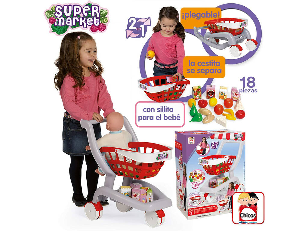 Chariot de supermarché 2 en 1 garçons 84158