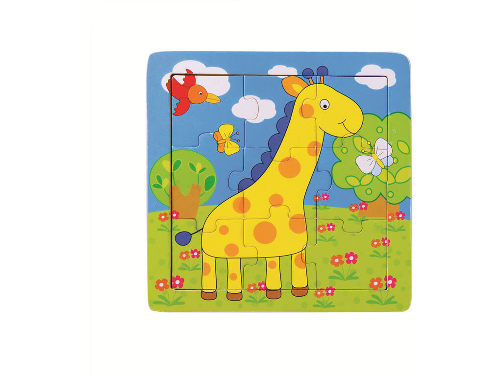 Puzzle in Legno Giraffa 9 Pezzi 15x15cm
