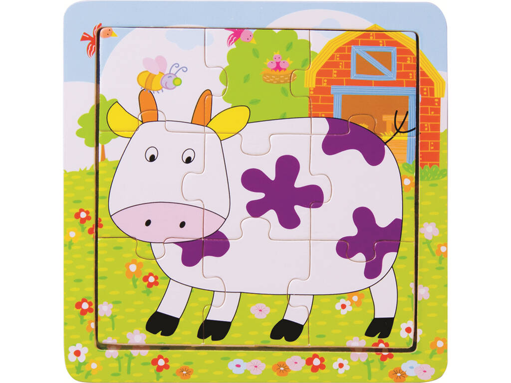 Puzzle in Legno Mucca 9 pezzi 15x15 cm 
