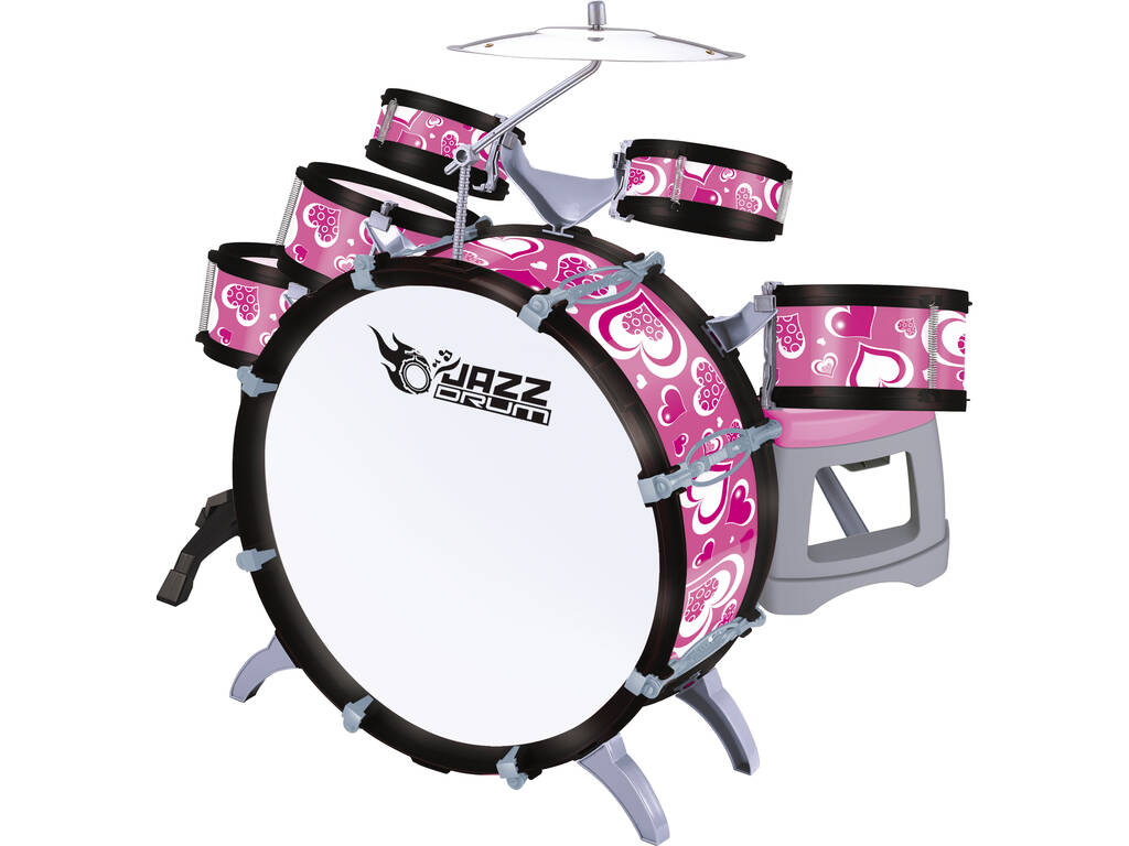Bateria Rosa Jazz 5 Tambores e Pratos 