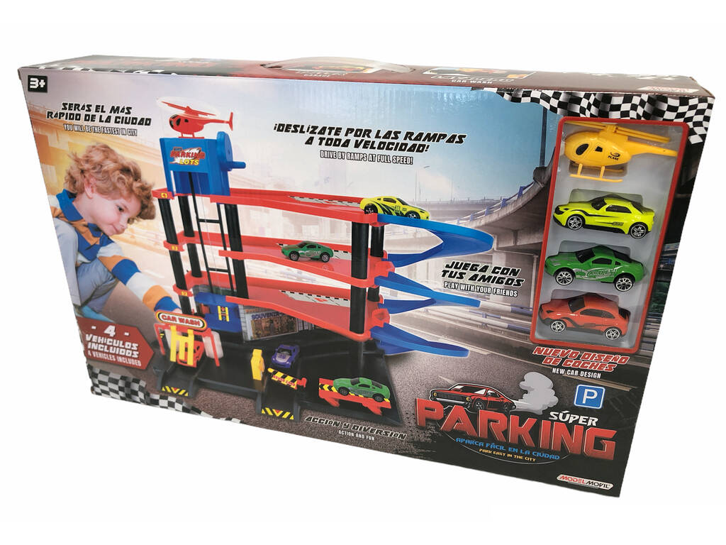 Super Parking Central 4 Étages Avec 4 Véhicules