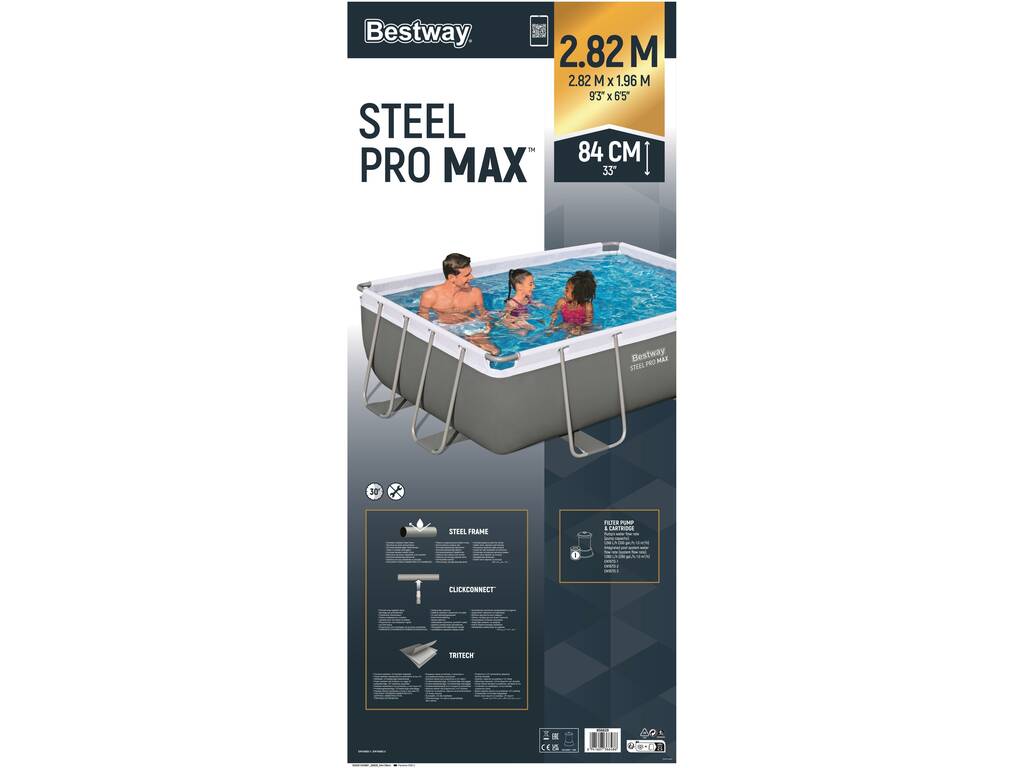 Piscine Hors Sol 282 x 196 x 84 cm Bestway 56629