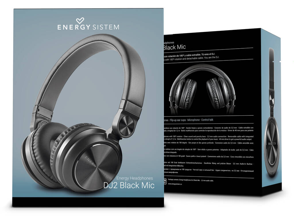 Auriculares Energy Headphones DJ2 Black Mic