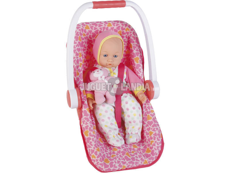 Boneca Bebé 35cm com cadeirinha de Viagem