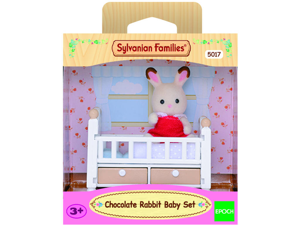 Sylvanian Families Set Coniglio bebè cioccolato con Lettino Epoch 5017