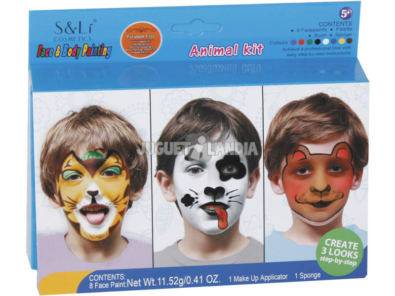 Set Trucchi Viso con Pennelli 8 Colori e Spugnetta