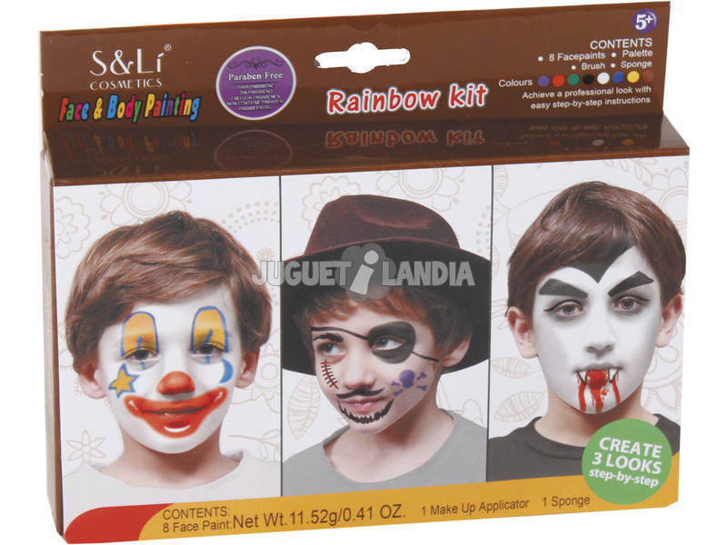 Set Trucchi Viso con Pennelli 8 Colori e Spugnetta
