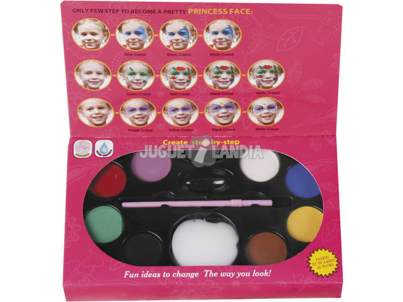 Set Trucchi Viso con Pennelli 8 Colori e Spugnetta