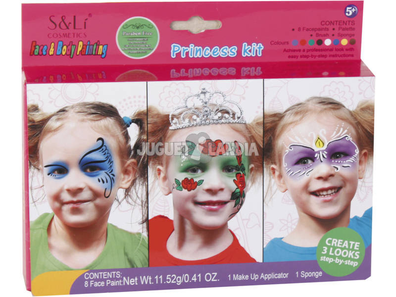 Set Trucchi Viso con Pennelli 8 Colori e Spugnetta