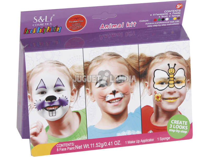 Set Trucchi Viso con Pennelli 8 Colori e Spugnetta