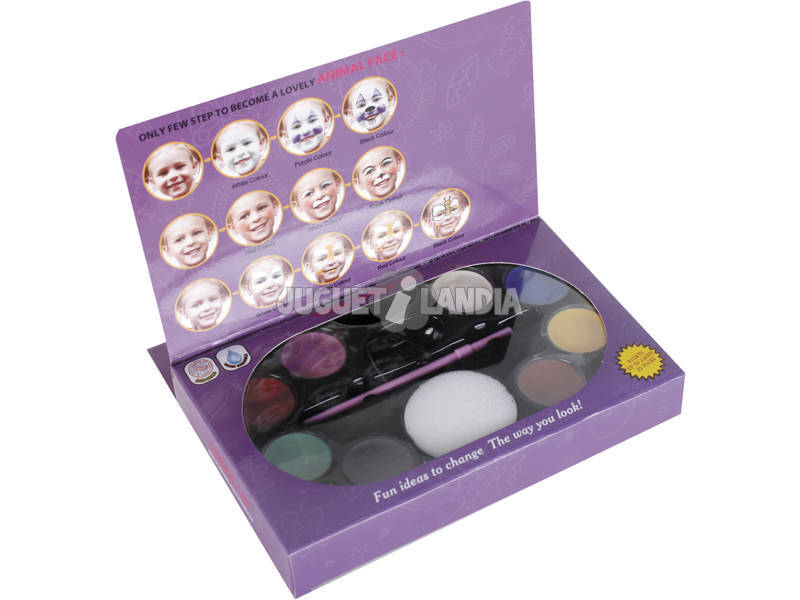 Set Trucchi Viso con Pennelli 8 Colori e Spugnetta