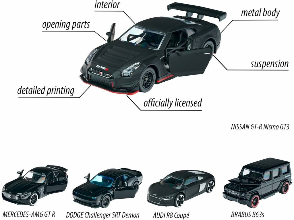 Majorette Pack Black Edition con 5 auto deluxe