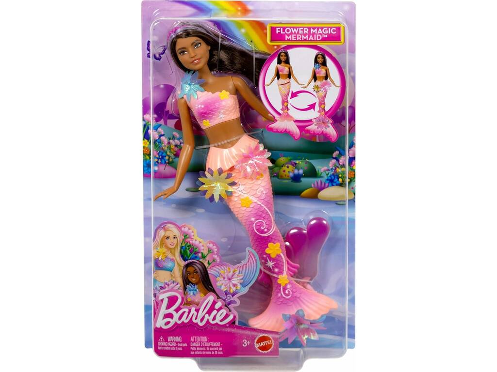 Barbie Flower Magic Mermaid Bambola Sirena Bruna