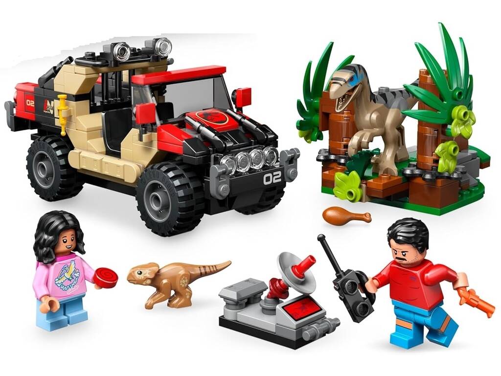 Lego Jurassic World Rebirth Huida en Todoterreno y Raptor al Acecho