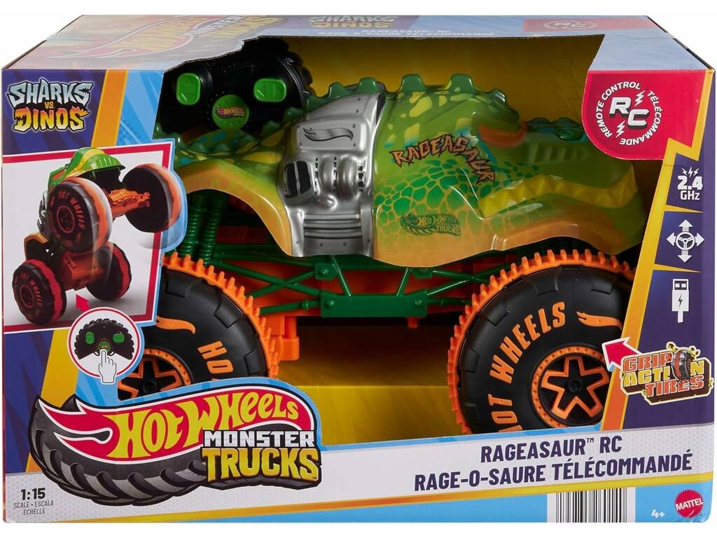 Hot Wheels Monster Trucks Veicolo Rageasaur Auto radiocomandata