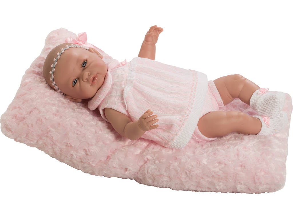 Poupée Sara Nouveau-Né 50 cm Robe Rose et Coussin Berbesa 5206 
