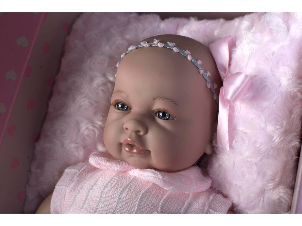 Poupée Sara Nouveau-Né 50 cm Robe Rose et Coussin Berbesa 5206 