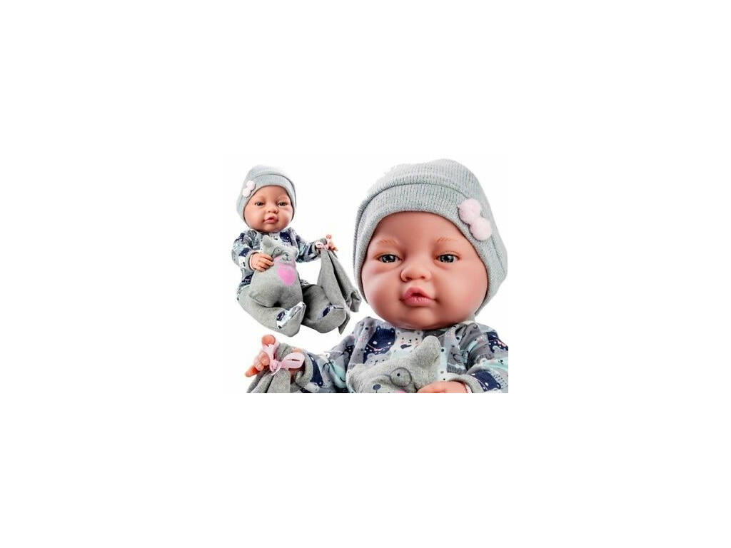 Boneca Bebita 45 cm. Peto Gris e Ursinho Paola Reina 5182