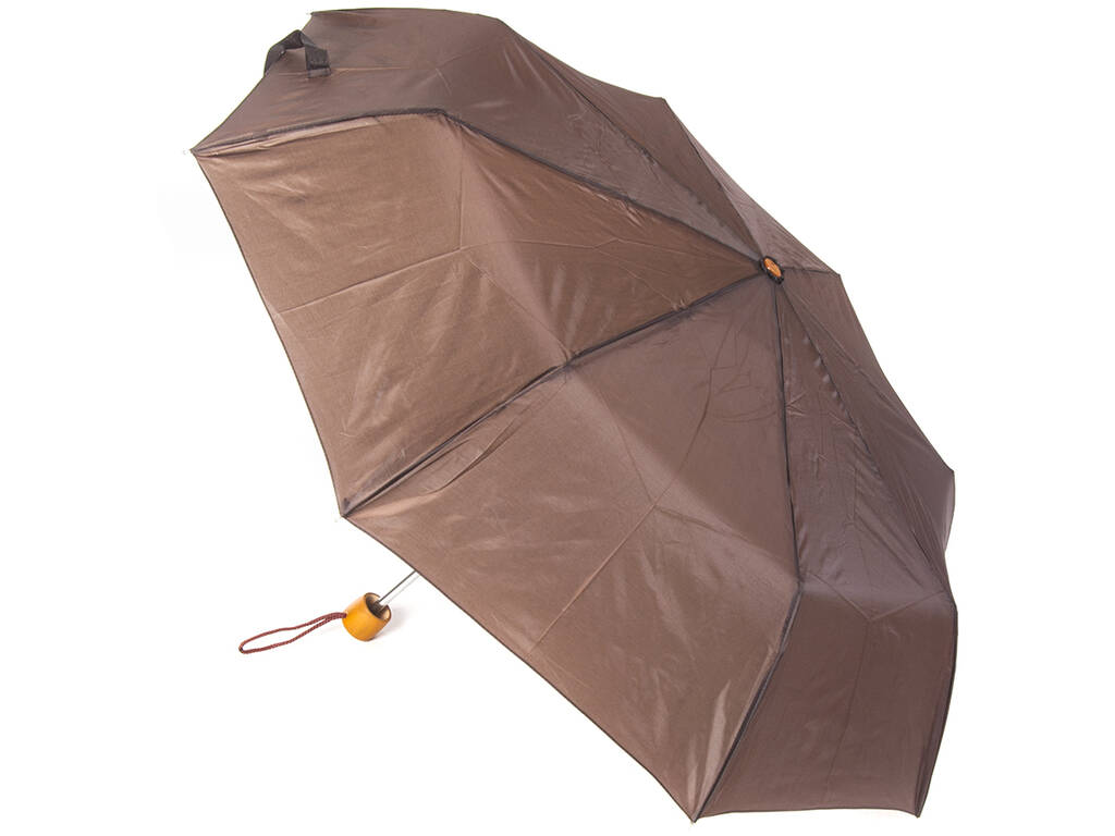 Parapluie Adulte Pliable Mini Uni Poignée Bois 54 cm. 8 Tiges