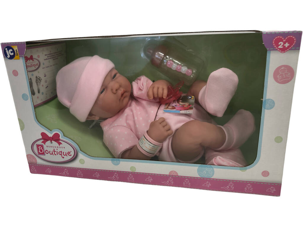 Poupée nouveau-né 36 cm. Polka Dots rose et couverture JC Toys 18541