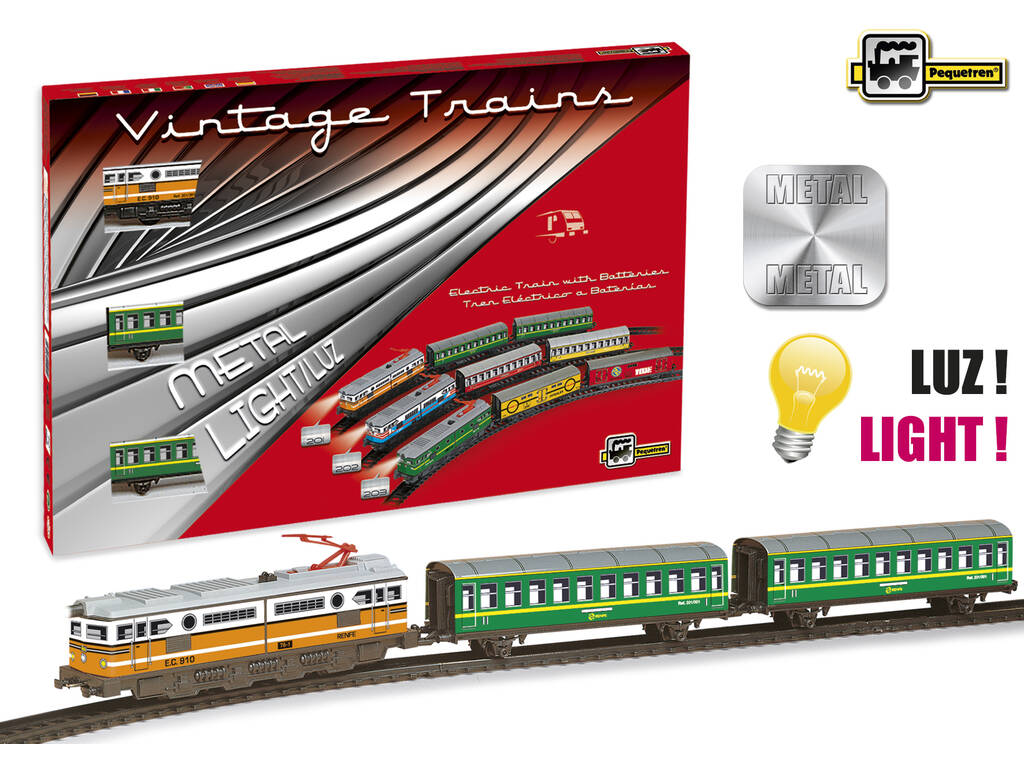Comboio Elétrico Vintage Locomotora Cor de Laranja Pequetren 201