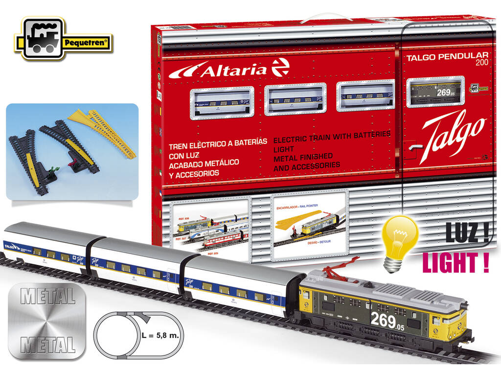 Treno Elettrico Talgo Pendular 200 con Locomotiva Gialla Pequetren 506