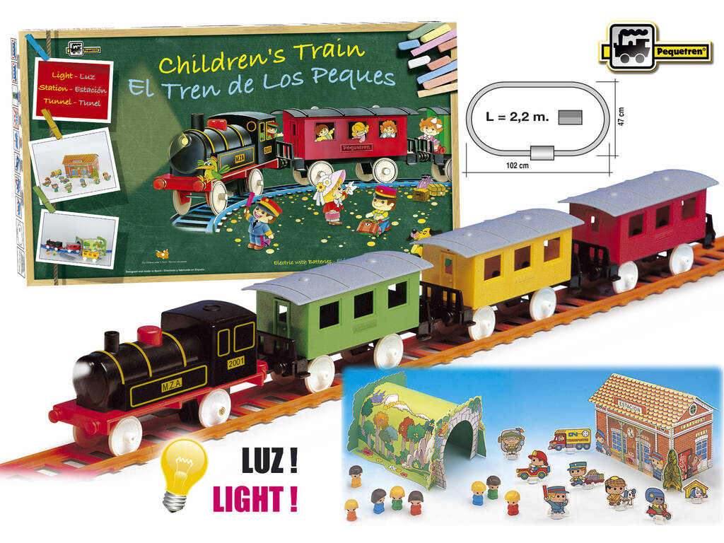 Train Électrique pour Enfants avec des Lumières, Station et Tunnel Pequetren 2001
