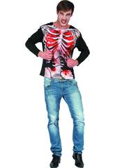 Costume Adulto Maglietta Zombie Scheletro XL 